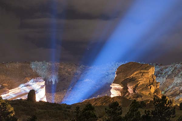 Spearhead Concert 2015-08-09 light show, Red Rocks Park. Morrison Colorado